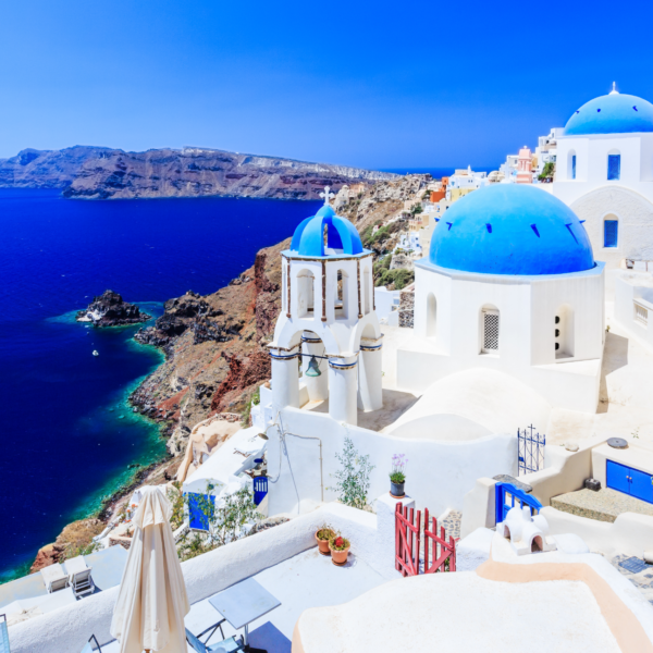 Beautiful view of Greece symbolizing financial freedom and life goals.