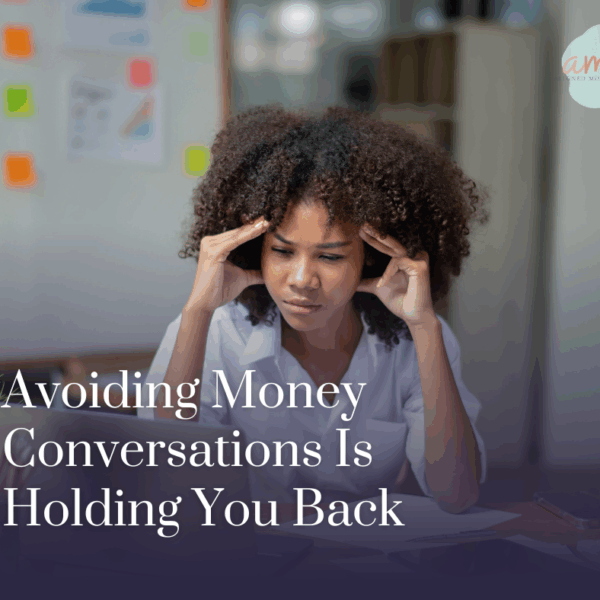 A woman looking stressed while avoiding money conversations, reflecting the emotional impact of staying silent about finances.