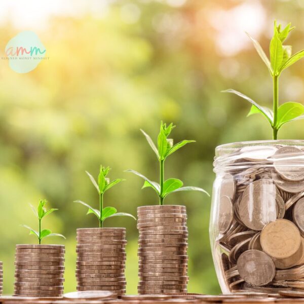 Coins grow into small plants to represent how beginners can start investing and build wealth through compounding.